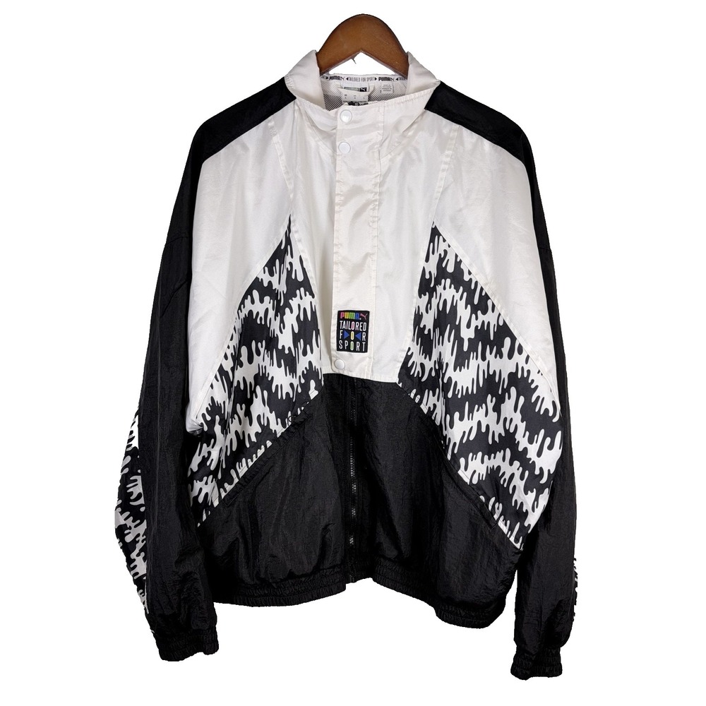 Puma Men's Tailored For Sport Track Jacket‎ Size L Black TFS OG AOP Retro Sports